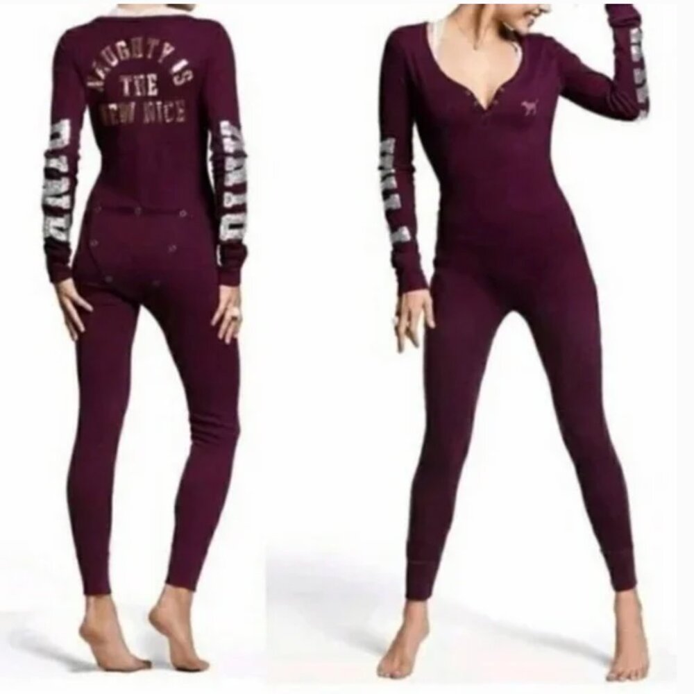 PiNK by Victoria's Secret Naughty Is The New Nice One Piece Christmas Pajamas